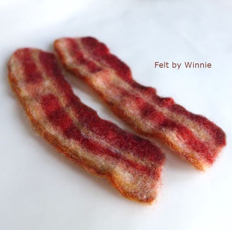 Needle Felted Play Food, Needle Felting Food, Felt Bacon, Felted Food, Felt Vegetables, Felt Food Diy, Felt Fruit, Needle Felted Cat, Needle Felting Diy