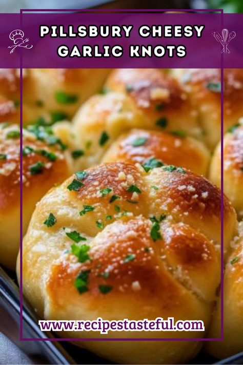 These Pillsbury Cheesy Garlic Knots are irresistibly delicious and incredibly easy to make! Soft and buttery with a hint of garlic and Parmesan, they make the perfect appetizer, snack, or side dish for any meal. Pillsbury Garlic Knots, Garlic Knots Biscuit Dough, Crescent Roll Garlic Knots, Cheesy Garlic Knots, Easy Garlic Knots, Garlic Parmesan Knots, Garlic Knots Recipe, Garlic Knots, Baked Garlic