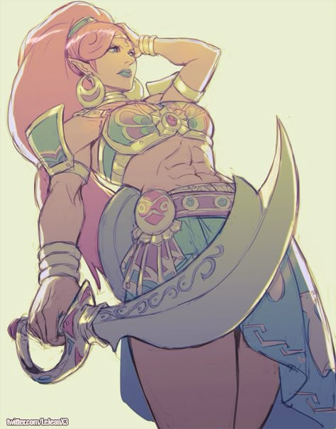 Botw Urbosa Fanart, Urbosa X Link, Botw Urbosa, Urbosa Botw Fanart, Urbosa Breath Of The Wild, Urbosa Botw, Urbosa Fanart, Hyrule Castle, Princesa Zelda