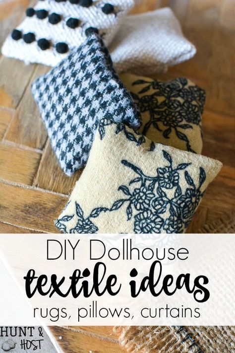 Diy Doll House Assesories, Doll House Furniture Tutorials, Dollhouse Rugs Diy How To Make, Dollhouse Pillows Diy, Diy Miniature Decor, Doll House Accesories Diy, Easy Diy Dollhouse Accessories, Diy Dollhouse Furniture 1:12, 1 12 Scale Miniatures Diy How To Make