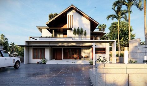 Budget Home Design, Kerala Home Design, Contemporary Home Design, Kerala Home, Modern Tropical House, Architecture Design Process, Tropical House Design, Luxury Mansion, Contemporary House Exterior