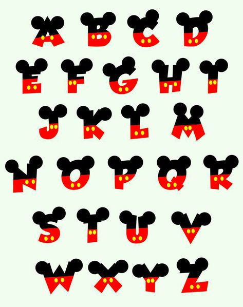 Disney Numbers, Letters Cricut, Split Monogram Letters, Alphabet Disney, Svg Letters, Mickey Mouse Classroom, Mickey Mouse Letters, Alfabet Font, Fiesta Mickey Mouse