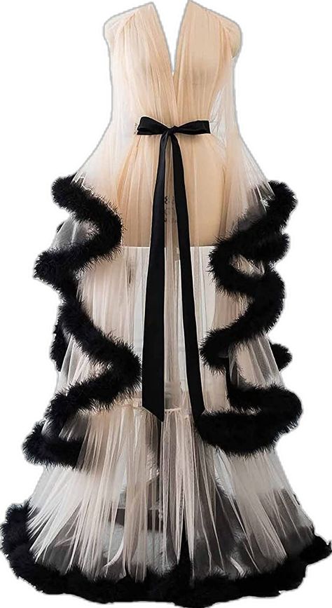 Feather Bridal Robe, Fancy Robes, Pijamas Women, Robe Wedding, Wedding Scarf, Goth Outfit, Bridal Ball Gown, Bridal Robe, Lingerie Outfits