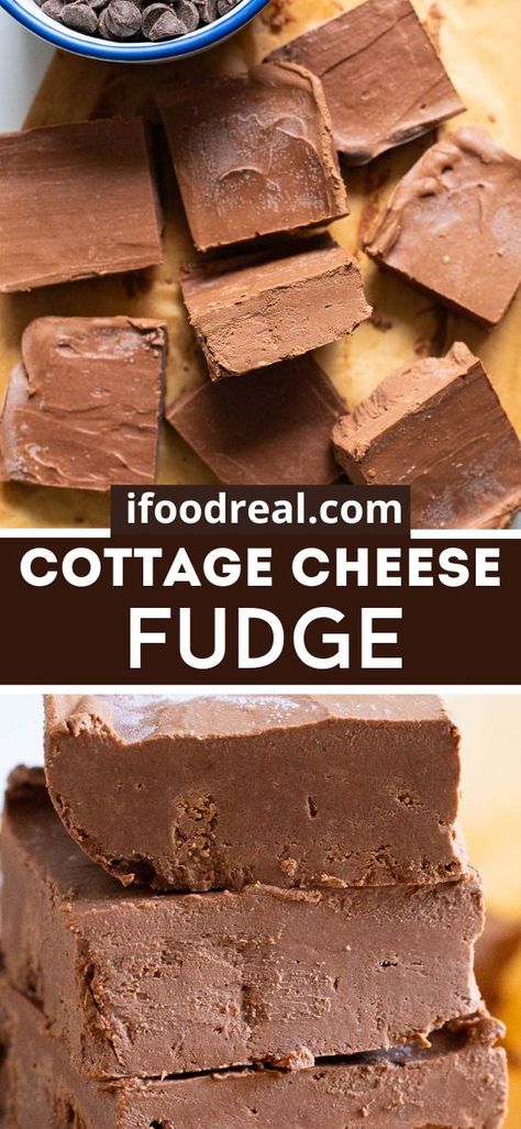 This 3 ingredient Cottage Cheese Fudge is a rich, creamy, melt-in-your-mouth healthy dessert packed with 4 grams of protein. Low Calorie Fudge Recipes, Two Ingredient Cottage Cheese Fudge, Low Calorie Fudge, Desserts Using Cottage Cheese, Cottage Cheese Chocolate Muffins, 2 Ingredient Cottage Cheese Fudge, Cottage Cheese Brownies Healthy, Recipes Made With Cottage Cheese, Cottage Cheese Fudge 2 Ingredients