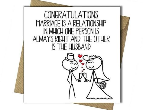 Funny Wedding Messages, Funny Wedding Cards Congratulations, Funny Wedding Advice, Homemade Wedding Cards, Wedding Card Wordings, Wedding Card Quotes, Wedding Quotes Funny, Anniversary Quotes Funny, Funny Wedding Cards