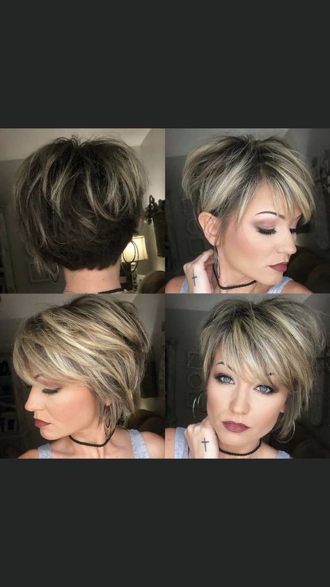 A Line Bob Short Stacked Bangs, Kaci English Hair, Platinový Blond, Latest Haircuts, Bob Haircut For Fine Hair, Long Gray Hair, Edgy Short Hair, Short Choppy Hair, Very Short Hair