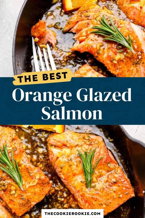 This Orange Glazed Salmon recipe is ready in less than 30 minutes, and packed with flavor. Perfect for an easy weeknight meal. Orange Salmon Recipes, Orange Glazed Salmon, Soy Glaze, Homemade Potato Salads, Salmon Recipes Pan Seared, Delicious Salmon Recipes, Salmon Glaze Recipes, Frozen Salmon, The Cookie Rookie