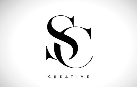 SC Artistic Letter Logo Design with Serif Font in Black and White Colors Vector Illustration S And C Logo, Sc Logo Design Letter, Sc Logo Design, Creation Logo Png, Cs Logo, Golf Logo Design, Sc Logo, Logo Word, Salon Logo Design