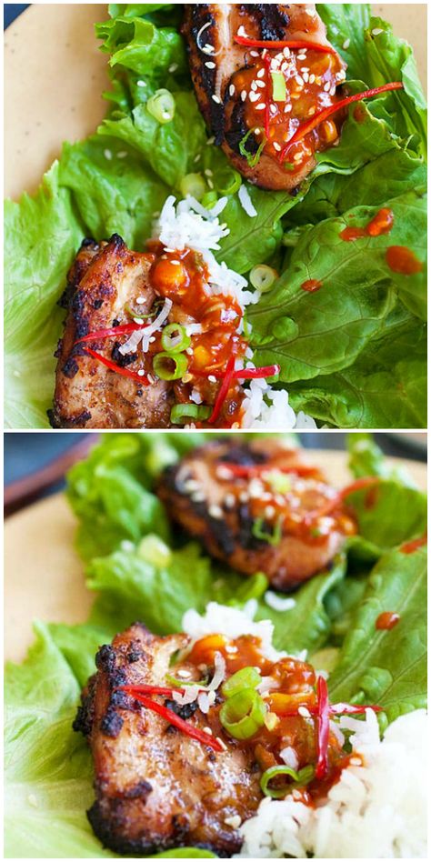 Chicken Korean Bbq, Homemade Asian Food, Korean Bbq Chicken, Asian Bbq, South Korean Food, Barbeque Chicken, Spicy Dipping Sauce, Mongolian Beef Recipes, Bbq Chicken Recipes