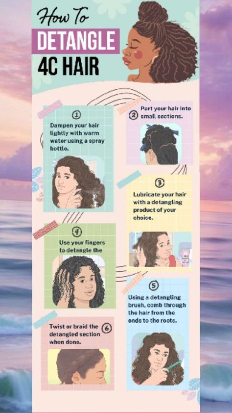 This is an easy to follow routine to detangle 4c hair. making it nice and soft for easy styling. How To Make Afro Hair, Afro Hair Outfits, Curly Hair Advice, Hair Journey Tips, Hair Growth Methods, Black Hair Makeup, Natural Hair Care Routine, 4c Hair Care, Curly Hair Care Routine