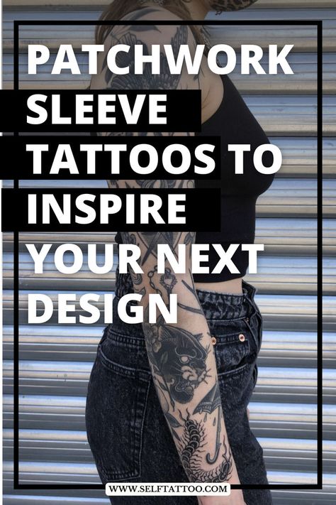 Thinking about getting a patchwork sleeve tattoo? Discover creative and unique designs to inspire your next piece of body art. Perfect for those who love a mix of styles and themes! Mixed Tattoo Sleeve, Mixed Color And Black And White Tattoo Sleeve, Tattoos To Fill In Sleeve Gaps, Black And White Tattoo Sleeve, Sleeve Gap Fillers Tattoo Ideas, Mixed Style Tattoo Sleeve, Patchwork Half Sleeve, Patchwork Sleeve Tattoo, Gap Filler Tattoo