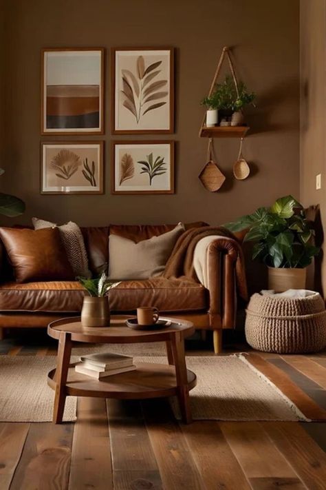 Mocha Living Room, Brown Interior Design, Leather Couch Living Room Decor, Brown Leather Couch Living Room, Earth Tone Living Room, Brown Walls Living Room, Tan Living Room, Brown Sofa Living Room, Leather Couches Living Room