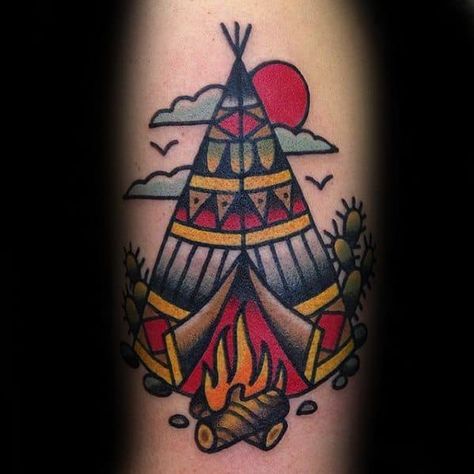 Teepee Tattoo, Tattoo Filler, Old School Tattoo Designs, Traditional Ink, New School Tattoo, Tattoo Meaning, Cartoon Tattoos, American Traditional Tattoo, School Tattoo