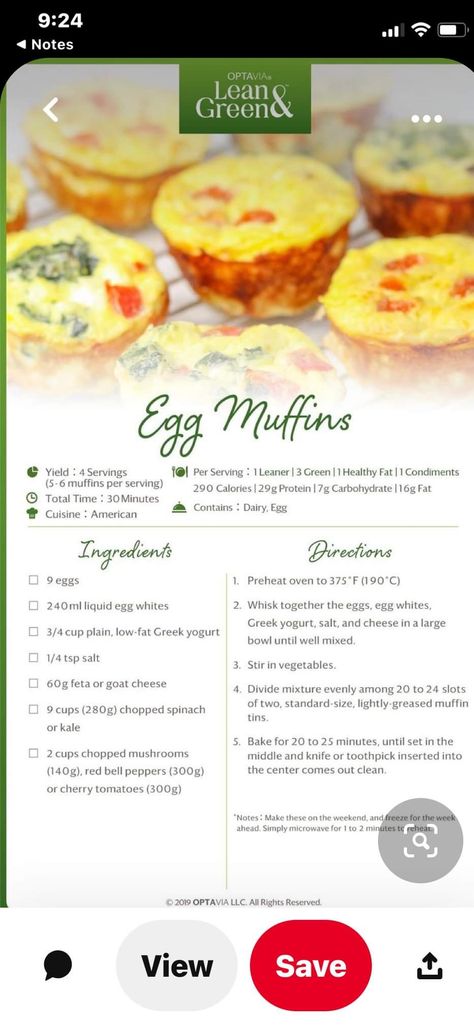 Lean And Green Egg Bites, Optavia Egg Bites, Optavia Egg Recipes, Optavia Breakfast Recipes, Egg Casserole Muffins, Optavia Breakfast, Mini Egg Muffins, Optavia Hacks, Optavia Meals