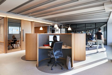 Hot desking... is it still hot? | Indesignlive: Architecture & Design Hot Desk Office, Hot Desk Workspaces, Hot Desking, Hot Desk, Timber Slats, Desk Layout, Quiet Room, Office Cubicle, Office Layout