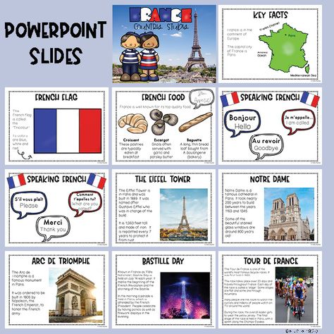 France For Kids, France Project, Facts About France, Geography Project, Country Study, About France, Flag Food, France Country, Study In Canada