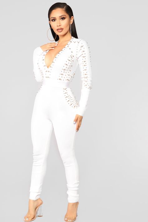 Freakum Dress, Metallic Jumpsuits, Fashion Nova Jumpsuit, Bandage Jumpsuits, Jumpsuit White, Performance Outfits, Janet Guzman, Fashion Nova Outfits, Fashion Nova Models