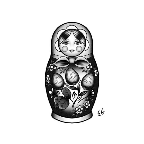 Russian Nesting Doll Tattoo, Doll Tattoo Design, Matryoshka Tattoo, Black White Tattoo, Nesting Doll Tattoo, Doll Tattoo, Black White Tattoos, Chinese Dolls, Russian Nesting Dolls