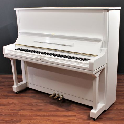 Yamaha U1 48'' Studio Upright Piano Polished White Refinished $5990.00 with free delivery White Upright Piano, Digital Piano Living Room, Refinished Piano, Upright Piano Decor, Refinish Piano, Teach Yourself Piano, Yamaha Digital Piano, Minimalist Apartment Interior, Piano Living Rooms