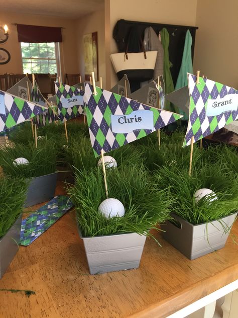 Hole In One Table Decor, Golf Centerpieces For Tables, Golf Themed Centerpieces Ideas, Golf Centerpiece Ideas, Golf Senior Night, Golf Table Decorations, Golf Gender Reveal, Golf Centerpieces, Golf Tournament Gifts