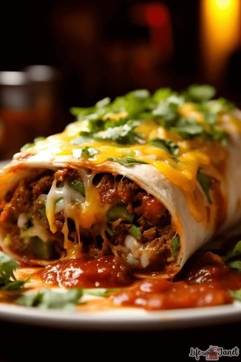 Loaded Burrito Recipe, Enchiladas Burritos, Beef Burrito With White Sauce, Crispy Beef Burritos, Best Burrito Recipe, Burrito Recipe Beef, Fajita Burrito, Burrito Supreme, Smothered Burritos Beef