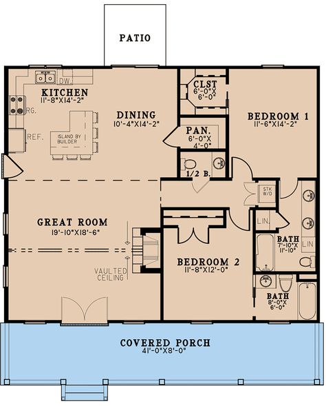 2 Bedroom Loft House, House Plans 1 Story, Loft House Plans, 2 Bedroom Loft, Small Cottage House Plans, 2 Bedroom House Plans, House Plans One Story, Small House Floor Plans, Cabin House Plans