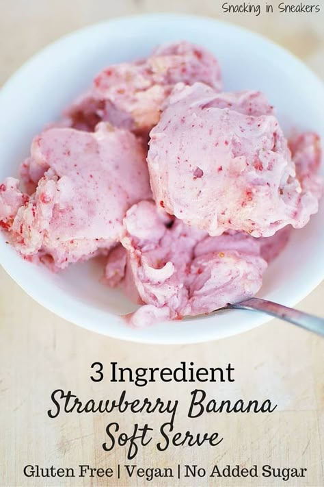 This strawberry banana nice cream is the perfect healthy dessert for the summer.  Made with just a few simple ingredients, it's a great strawberry and banana recipe that has the texture of soft serve ice cream. #icecream #nicecream #strawberry #banana Soft Serve Ice Cream Recipes, Nice Cream Recipe, Gluten Free Ice Cream, Banana Nice Cream, Serve Ice Cream, Dairy Free Ice Cream, Homemade Ice Cream Recipes, Ninja Creami, Healthy Ice Cream