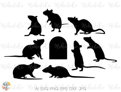 Rat Silhouette, Mouse Silhouette, Mouse Rat, Silhouette Stencil, Stencil Template, Cricut Free, Monogram Svg, High Resolution Picture, Silhouette Svg