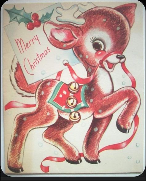 Diy Vintage Christmas, Vintage Christmas Decor Ideas, Retro Christmas Cards, Reindeer Card, Vintage Holiday Cards, Vintage Reindeer, Vintage Christmas Greeting Cards, Vintage Christmas Decor, Vintage Christmas Images