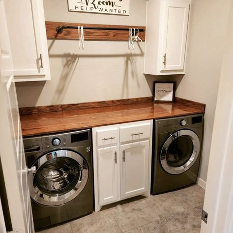 Laundry Powder Storage Ideas, Laundry Room With Table, Front Loader Laundry Room Ideas, Laundry Reno, Laundry Room Update, Laundry Makeover, Small Laundry Room Makeover, Wash Room, Small Laundry Room Organization