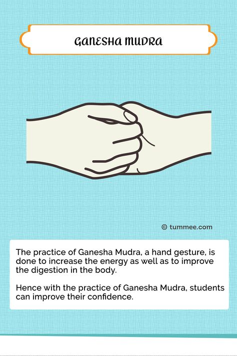 Teach Ganesh Mudra correctly to your students.  View step-by-step instructions along with benefits and contraindications at https://www.tummee.com/yoga-poses/ganesha-mudra  As per the Hindu Mythology ‘Lord Ganesha,’ is considered the remover of all obstacles, making one learn to fight the day-to-day challenges. Hence with the practice of Ganesha Mudra, students can improve their confidence by making it part of their daily yoga sequence.  #yogamudra #tummeeyoga #yogateacher Ganesh Mudra, Ganesha Mudra, Yoga Mudra, Yoga Mudras, Hand Mudras, Hand Palm, Hand Gesture, Yoga Sequence, Hand Therapy