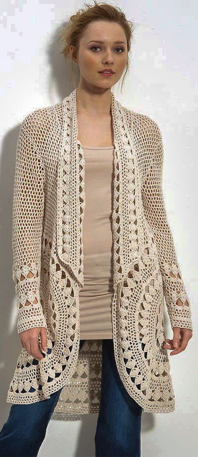 56+ This Year New Trend Crochet Cardigan Pattern Ideas - Page 8 of 56 - Womensays.com Women Blog Crochet Blazer Pattern, Crochet Duster Pattern Free, Diagram Crochet, Lace Cardigan Pattern, Crochet Lace Jacket, Lace Crochet Cardigan, Cardigan Tutorial, Crochet Jackets, Beau Crochet