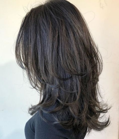 New Trend 2021 Wolf Cut Hair.Prefer for Dark Long Hair. #wolfcuthair #longhairtrend #trend2021 #trendhaircut Hush Cut, Brown Hair, Bangs, Hair, Black