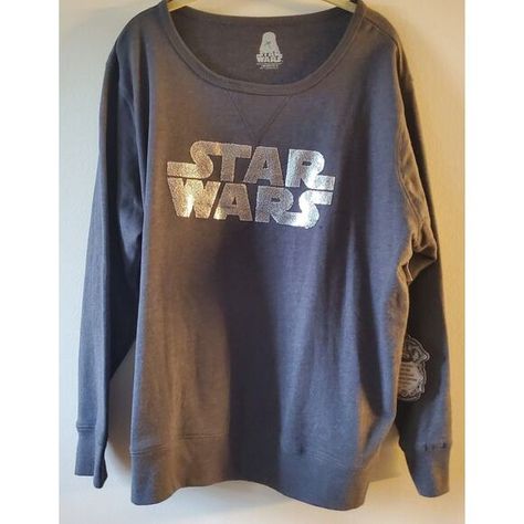 NWT Disney Star Wars Gray Sweatshirt Size 1X Silver Sparkle Spell Out Star Wars Hoodie, Star Wars Sweatshirt, Star Wars Women, Long Sleeve Design, Gray Sweatshirt, Crop Top Sweatshirt, Star Wars Baby, Workout Session, Silver Sparkle