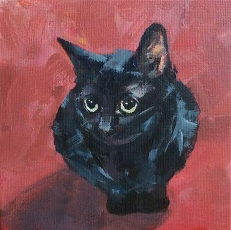 Black Cat Painting, Cat Paintings, Black Cat Art, Cats In Art, Cat Artwork, A Black Cat, Cats Illustration, Arte Animal, Mini Canvas Art