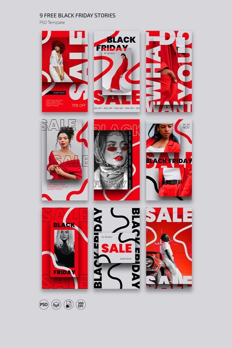 Black Friday Stories Template Premium Instagram Design, Instagram Feed Poster Design, Aesthetic Instagram Layout Ideas, Instagram Poster Design, Instagram Cover, Instagram Design Ideas, Red Instagram Feed, Red Social Media Design, Black Friday Design Ideas