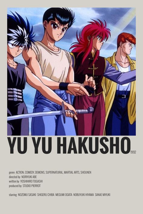 Yu Yu Hakusho Hunter X Hunter, Yu Yu Hakusho Poster, Yu Yu Hakusho Wallpapers, Anime Checklist, Minimalist Anime Poster, Ghost Fighter, 90s Cartoon Shows, Yusuke Urameshi, Yu Yu Hakusho Anime