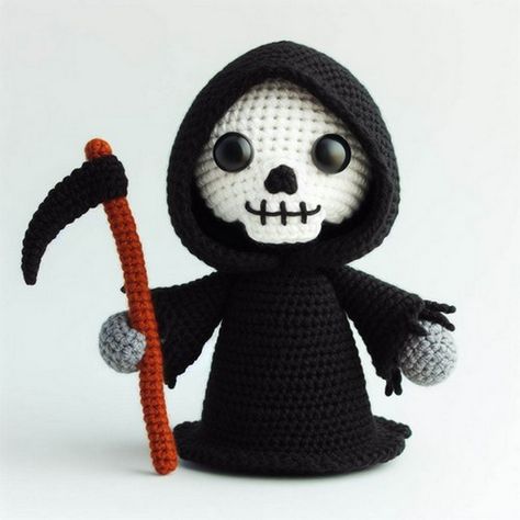 Crochet Grim Reaper, Reaper Crochet, 2024 Crochet, Halloween Crafting, Warm Hats, The Grim Reaper, Crochet Halloween, Crochet Knit Stitches, Crochet Collection