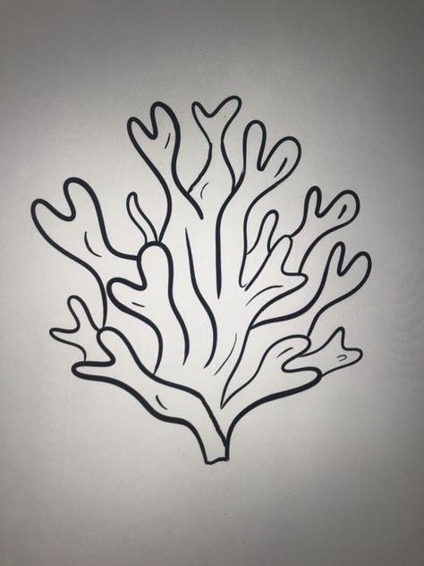 Sea Creature Line Art, Coral Line Art, Coral Drawing Simple, Coral Drawing, Basic Aesthetic, Sea Plants, Vbs 2024, Tree Mural, Coral Art