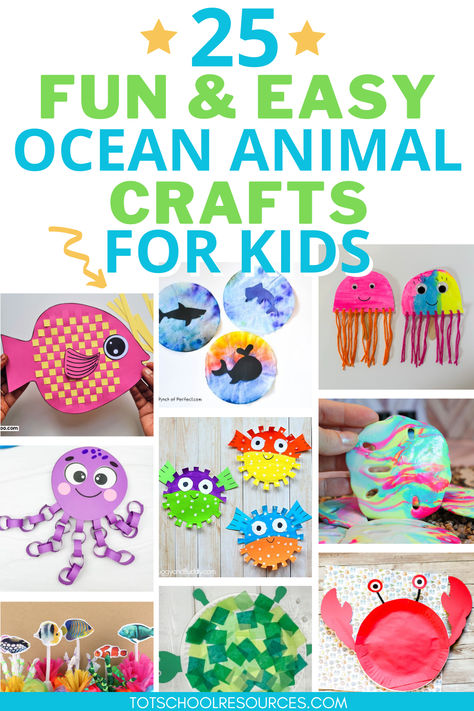 Dive into a world of creativity with these ocean crafts for kids! Perfect for preschoolers, our fun and engaging sea animal crafts will bring the ocean theme to life in your home or classroom. Explore a variety of projects that inspire imagination and learning. Ocean Animal Crafts For Toddlers, Sealife Craft, Ocean Animals Kindergarten, Sea Creature Crafts, Preschool Ocean Crafts, Sea Animals Preschool, Ocean Crafts For Kids, Habitat Projects, Sea Creatures Crafts