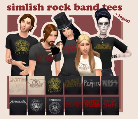 Maxis Match CC World - S4CC Finds Daily, FREE downloads for The Sims 4 Sims Cc Band Tees, Sims 4 Rocker Clothes, Sims 4 Band Tees, Sims 4 Cc Best, Sims Aesthetic, Neo Grunge, Ts4 Mods, Sims Stories, Rock Band Logos