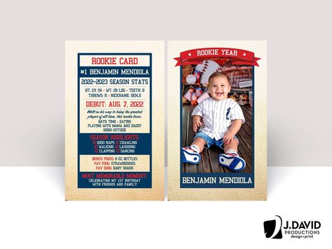 Baseball Player Card, Rookie of the Year, Most Valuable Player, All Star, Little Slugger, 1st Birthday, Rookie Card Baseball Theme Birthday Party, Baseball Theme Birthday, Baseball First Birthday, Boys First Birthday Party Ideas, Baseball Birthday Party, 1st Birthday Party Themes, Rookie Of The Year, First Birthday Party Themes, Baseball Theme