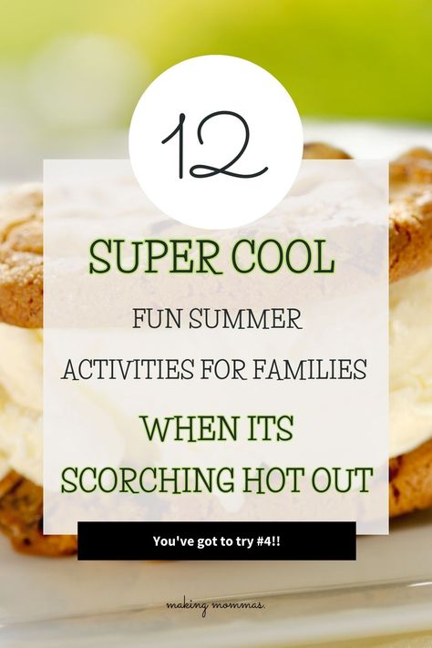 Are you finding it hard to beat the scorching summer heat and looking for some fun activities to do with your family? Look no further! We've got you covered with 12 super cool and fun summer activities perfect for families, even when it's too hot outside. So, don't let the heat ruin your summer vibes. Read the post to get some fun summer ideas! Hot Summer Day Activities, Things To Do When It’s Hot Outside, Hot Day Activities, Summer Activities For Families, Last Day Of School Party, Hot Weather Activities, Fun Summer Ideas, Kids Cooking Activities, Things To Do Inside