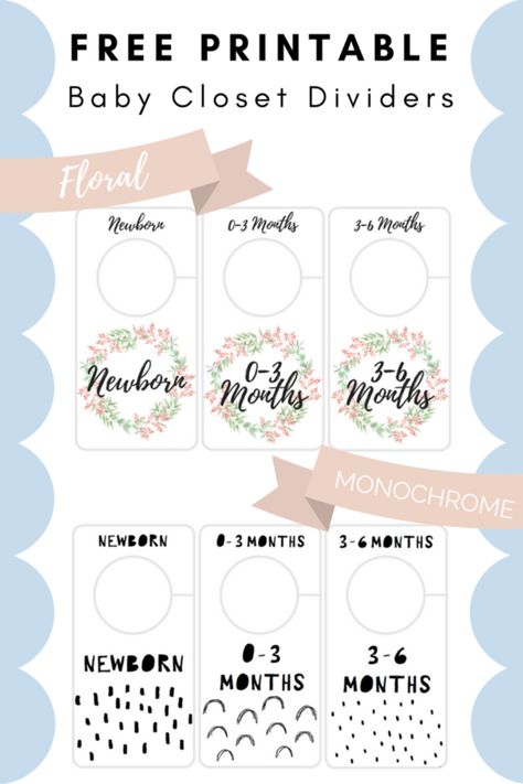 Free Printable Baby Closet Dividers Preemie to 24 Months - 2 Styles - Cassie Scroggins Baby Room Boy, Baby Clothes Dividers, Nursery Closet Dividers, Clothes Dividers, Baby Closet Organization, Baby Closet Dividers, Baby Clothes Sizes, Baby Clothes Organization, Closet Dividers