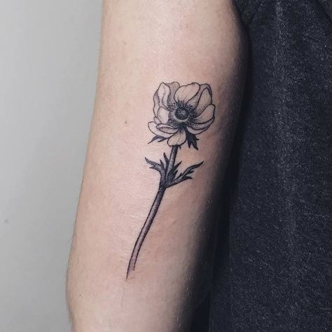 Anemone Tattoo by lipatovalyona Anemones Flower Tattoo, Anemone Flower Tattoo, April Birth Flower Tattoo, Anemone Tattoo, Birth Flower Tattoo Ideas, Thistle Tattoo, Tattoo Removal Cost, April Birth Flower, Elements Tattoo