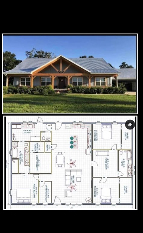 Half Acre Landscape Design, Mountain Top Homes, Barndominion House Plans, Metal Frame House Plans, 2000sqft Barndominium, Cheap To Build House Plans, Pole Barn Homes Plans, Barndominium Floor Plans 3 Bed 2 Bath, 40x50 House Plans Layout