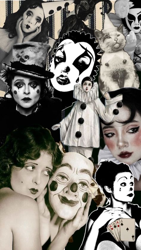 Retro Clown Collage, Halloween costumes, costume inspiration, outfit idea, Halloween 2024 1920s Clown, Retro Clown, Clown Style, Clown Wallpaper, Halloween Fits, Clown Core, Vintage Clown, Cos Play, Clown Costume