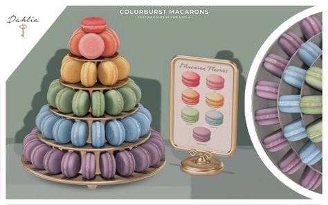 Colorburst Macarons Sims 4 Custom Food, Sims 4 Functional, Ts4 Clutter, Sims 4 Furniture, Witchy House, Sims 4 Sims, Cc Shoes, Sims 4 Clutter, Sims 4 House Plans