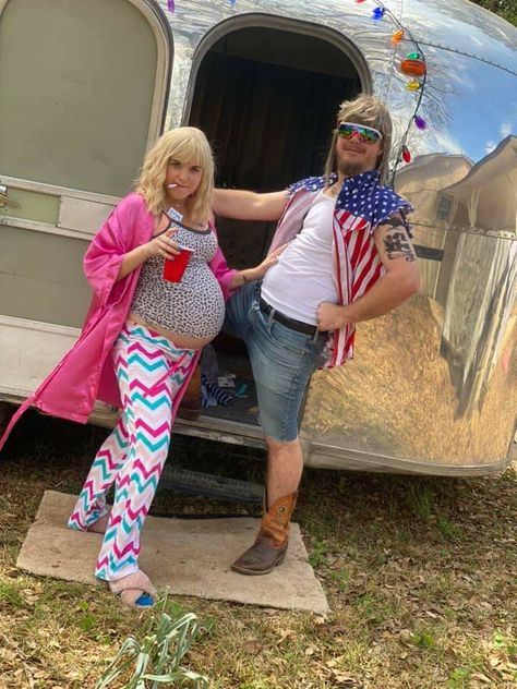 Trash Bash Outfit, American Themed Party Outfit, Red Neck Party Ideas Costume, Trailer Park Trash Costume, Trailer Trash Party Outfits Women, White Trashy Outfit Party, Trailer Park Trash, Trailer Trash Party, Barbie And Ken Costume