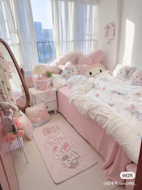 Kawaii Room Ideas, Clean Rooms, Hello Kitty Room Decor, Pink Room Decor, Cute Bedroom Ideas, Dekorasi Kamar Tidur, Room Redesign, Girly Room, Cute Bedroom Decor